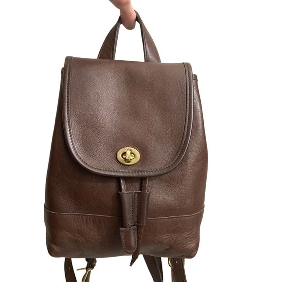 COACH Vintage Brown leather DAYPACK  backpack 9960 - Picture 1 of 11
